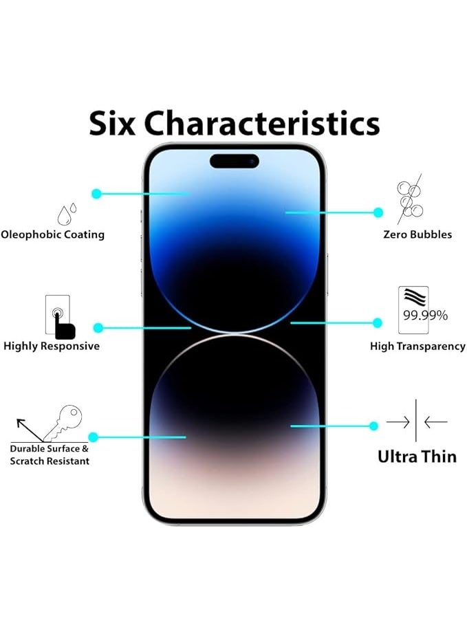 أكاليكس لاصقة حماية للشاشة 9d من الزجاج لموبايل أبل آيفون 14 بروماكس شفاف - Image 3